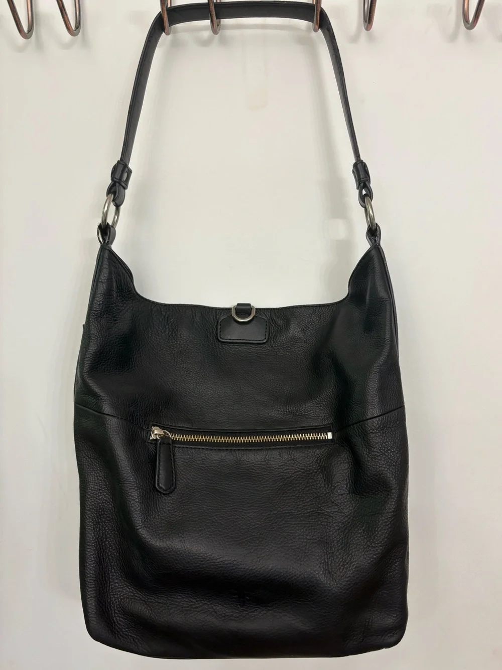 FRYE Black Pebbled Leather Campus Hobo Shoulder Bag Satchel